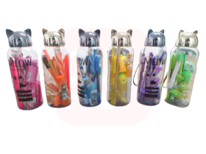 Kit Presenteável Monocromático Laranja C/ Estojo Garrafa Gato plástico